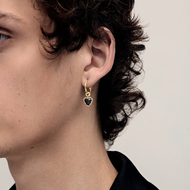 Stolen Girlfriends Club Love Anchor Earrings - Gold Plated & Onyx - Earrings - Walker & Hall