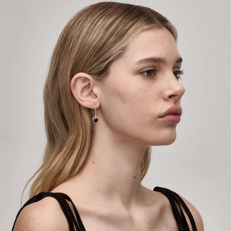 Stolen Girlfriends Club Love Claw Bar Earrings - Silver & Onyx - Earrings - Walker & Hall