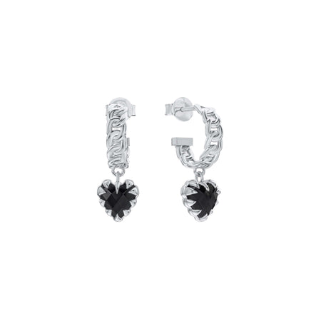 Stolen Girlfriends Club Love Claw Curb Hoops - Silver & Onyx - Earrings - Walker & Hall
