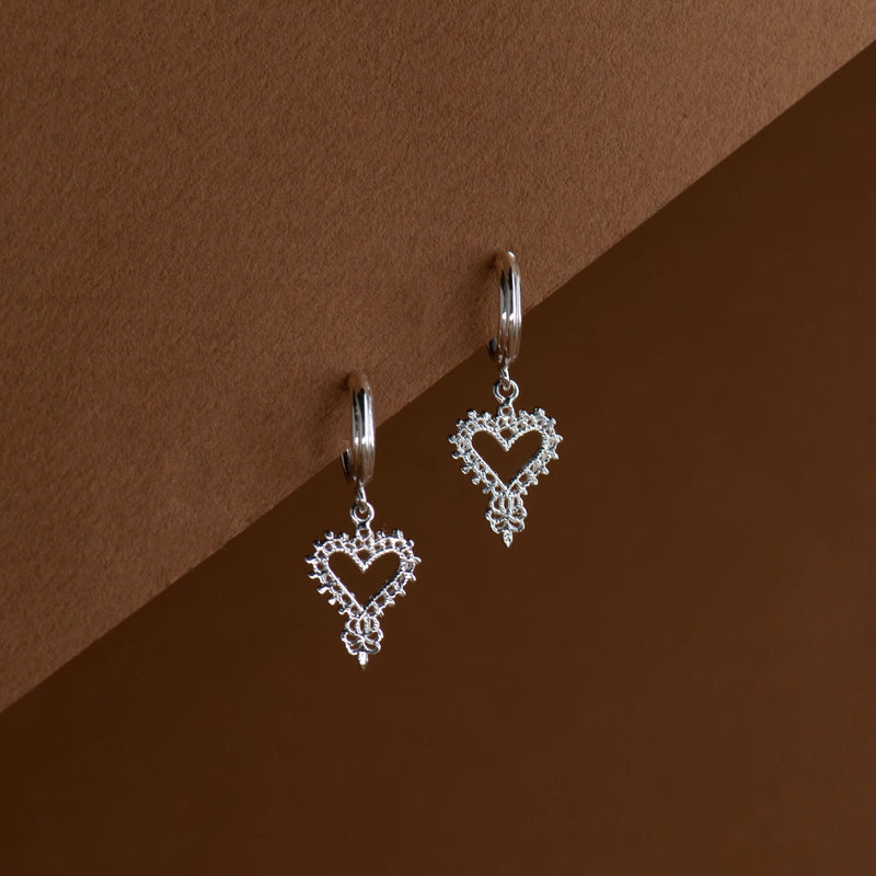 Zoe & Morgan Mini Gypsy Heart Earrings - Sterling Silver - Earrings - Walker & Hall