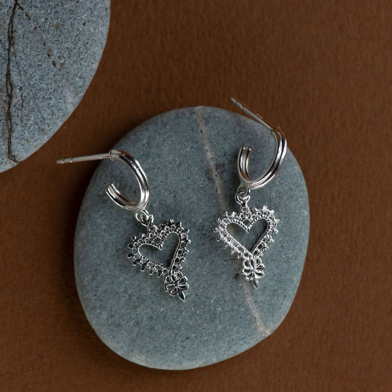 Zoe & Morgan Mini Gypsy Heart Earrings - Sterling Silver - Earrings - Walker & Hall