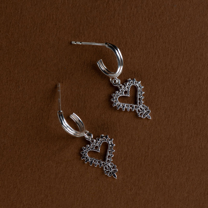 Zoe & Morgan Mini Gypsy Heart Earrings - Sterling Silver - Earrings - Walker & Hall