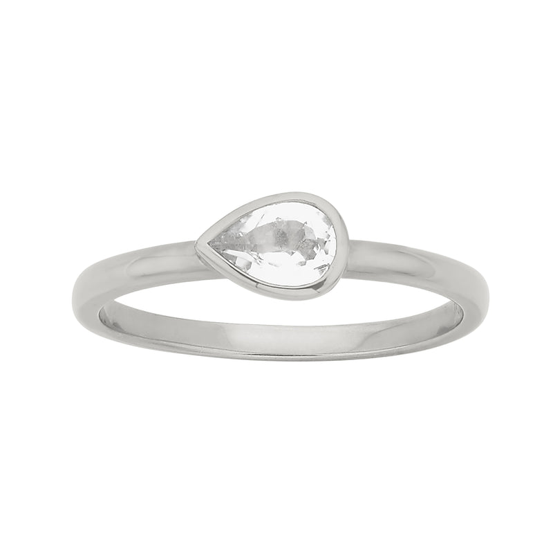 Zoe & Morgan Mon Petit Stacking Ring - Sterling Silver & Pear White Topaz - Ring - Walker & Hall