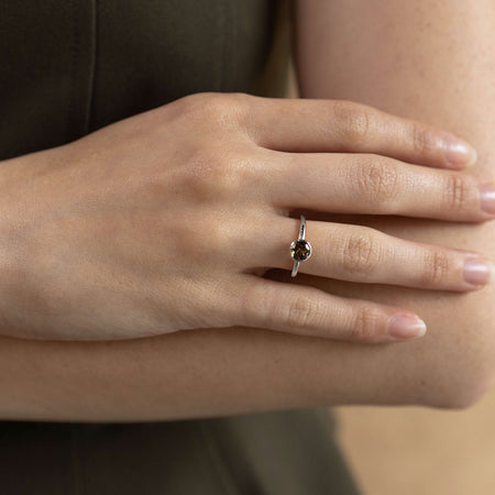 Zoe & Morgan Mon Petit Ring - Silver & Smoky Quartz