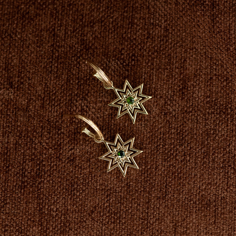 Zoe & Morgan Nora Hoops - Gold Vermeil & Chrome Diopside - Earrings - Walker & Hall