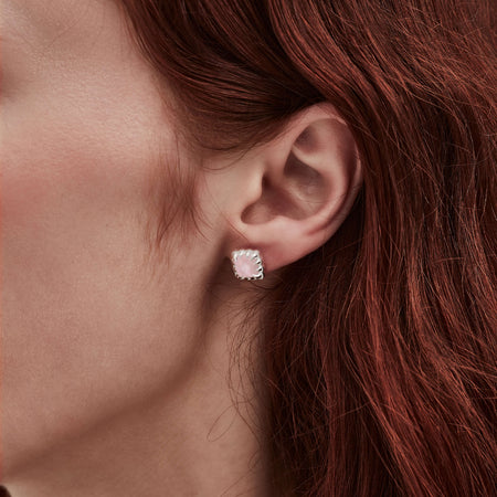 Stolen Girlfriends Club Mini Claw Studs - Rose Quartz - Earrings - Walker & Hall