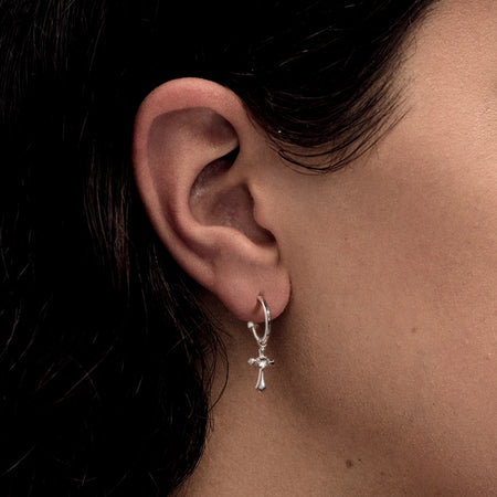 Stolen Girlfriends Club Gothic Side Cross Anchor Earrings