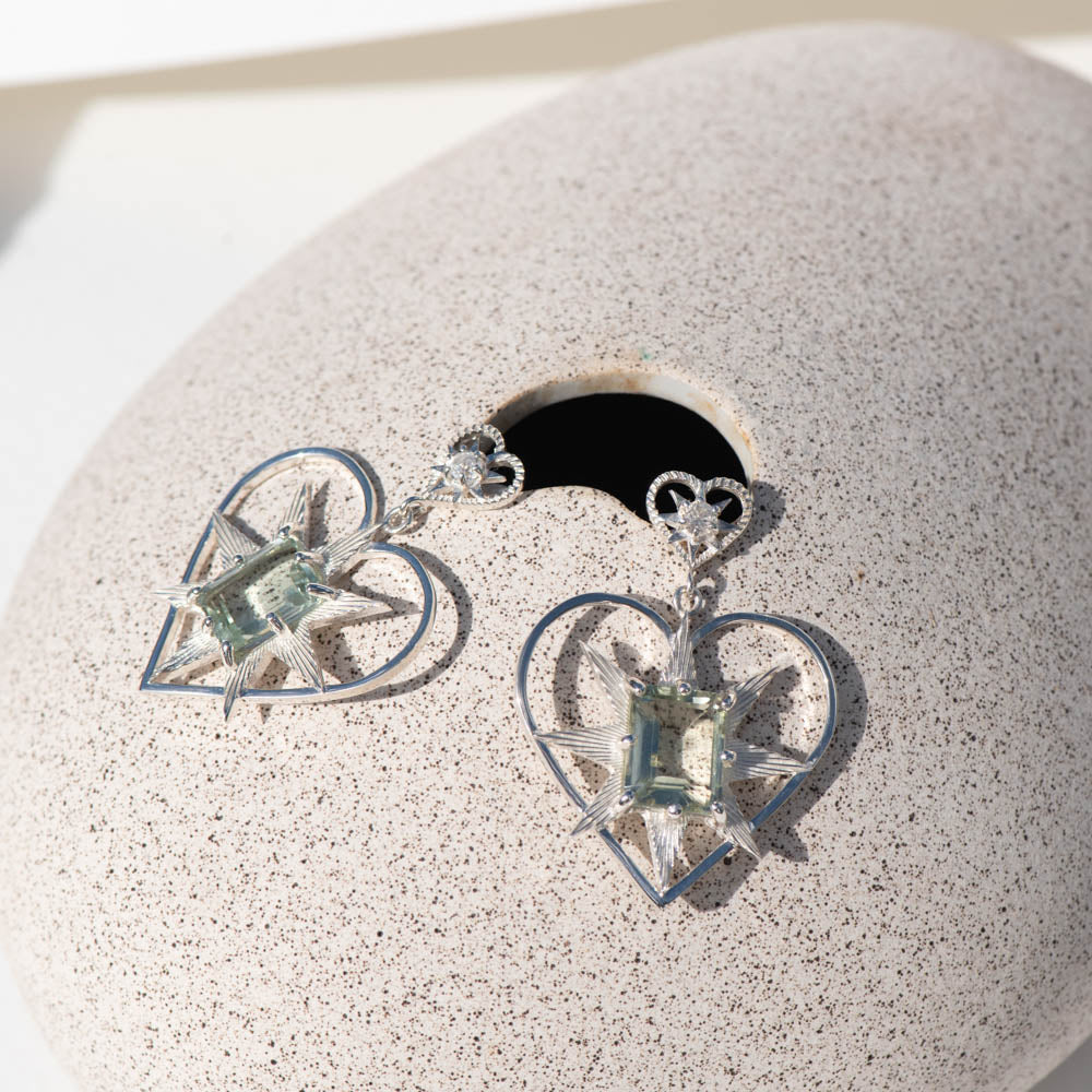 Zoe Morgan Shining Heart Earrings Sterling Silver Walker Hall