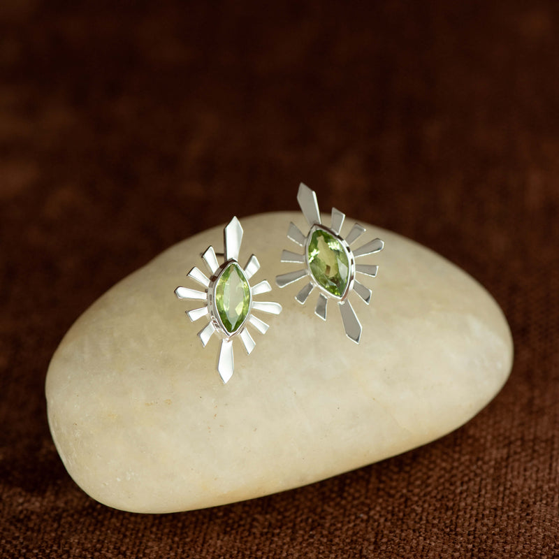 Zoe & Morgan Sister Studs - Sterling Silver & Peridot - Earrings - Walker & Hall