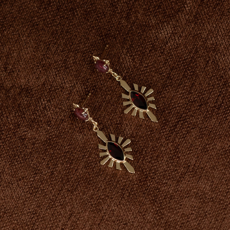 Zoe & Morgan Sisterhood Earrings - Gold Vermeil & Garnet - Earrings - Walker & Hall