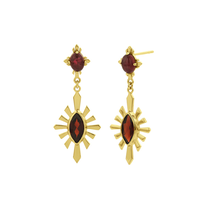 Zoe & Morgan Sisterhood Earrings - Gold Vermeil & Garnet - Earrings - Walker & Hall
