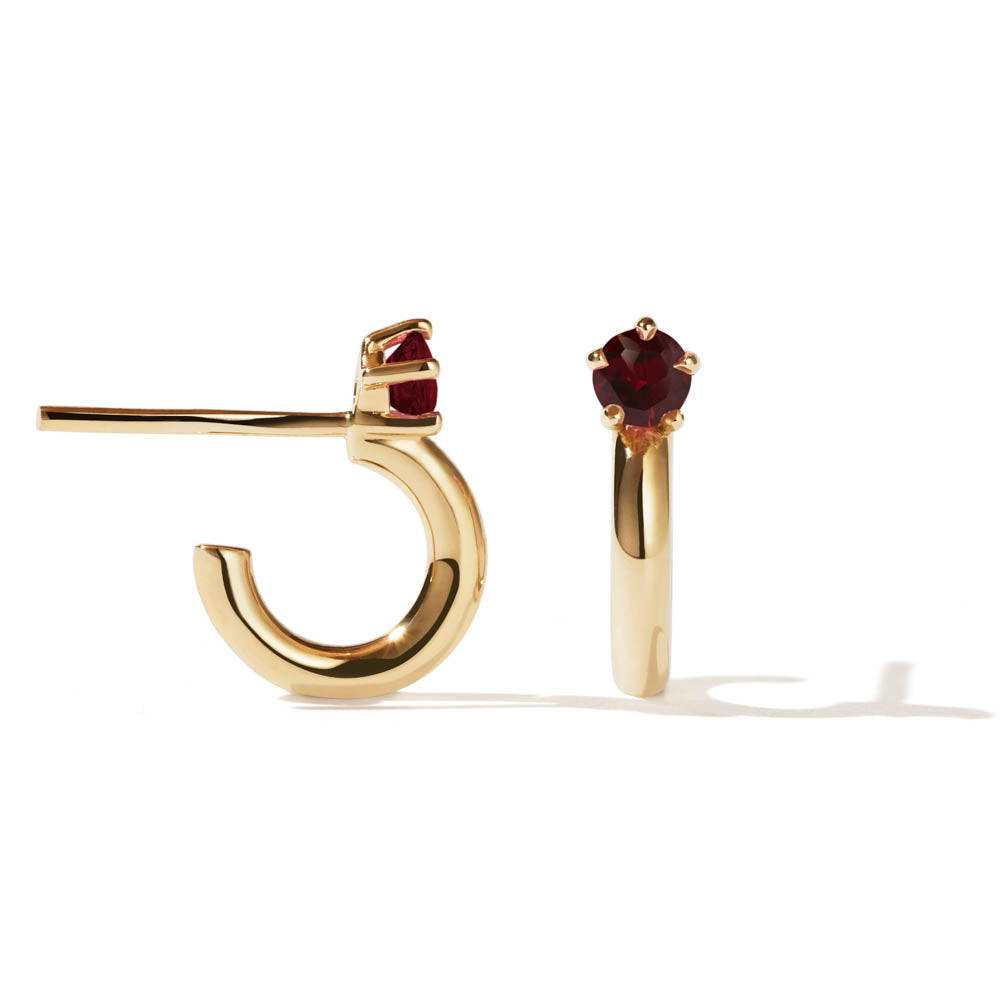 Meadowlark Bisous Hoop Earrings - Gold Plated & Garnet - Earrings - Walker & Hall