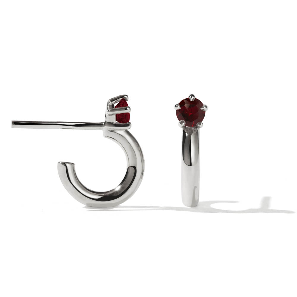 Meadowlark Bisous Hoop Earrings - Sterling Silver & Garnet - Earrings - Walker & Hall