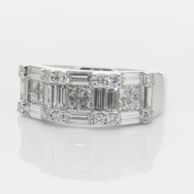 18ct White Gold Diamond Quattro Ring-Ring-Walker & Hall