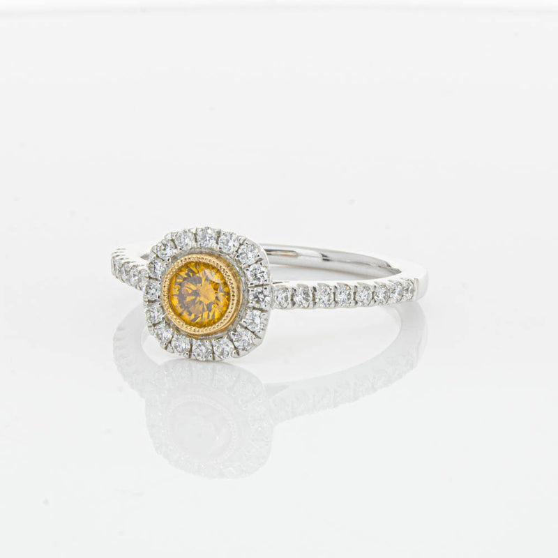 18ct White & Rose Gold Yellow Diamond Ring-Ring-Walker & Hall