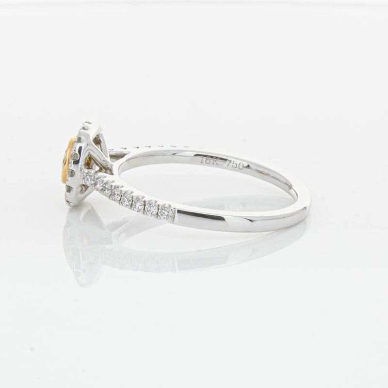 18ct White & Rose Gold Yellow Diamond Ring-Ring-Walker & Hall