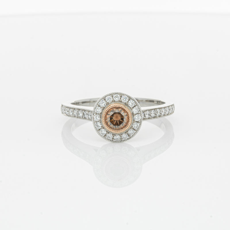 18ct White Gold .22ct Champagne Diamond Ring-Ring-Walker & Hall