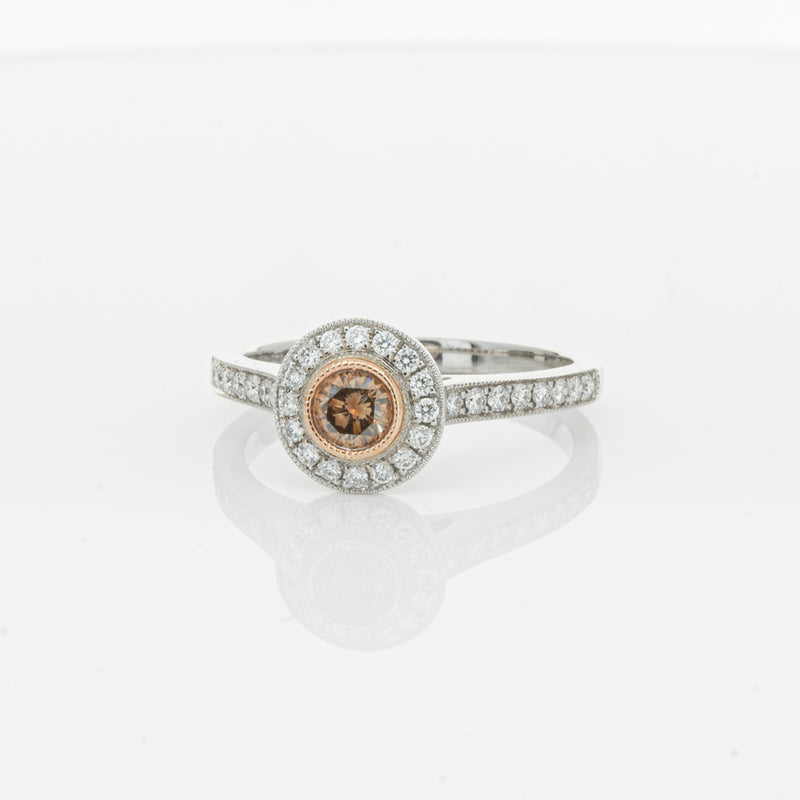 18ct White Gold .22ct Champagne Diamond Ring-Ring-Walker & Hall