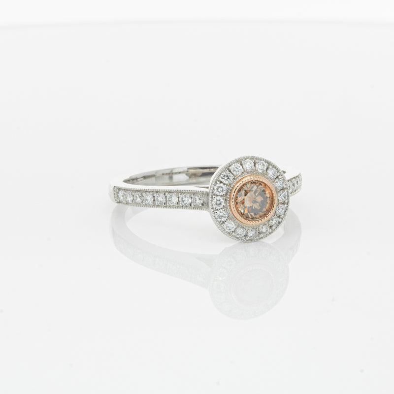 18ct White Gold .22ct Champagne Diamond Ring-Ring-Walker & Hall