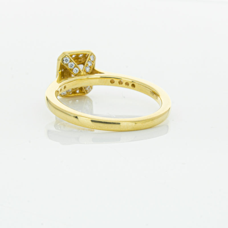 18ct Yellow Gold .50ct Emerald Cut Diamond Aria Ring-Ring-Walker & Hall