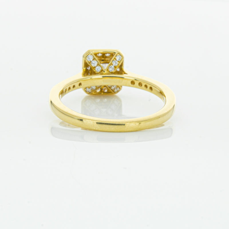 18ct Yellow Gold .50ct Emerald Cut Diamond Aria Ring-Ring-Walker & Hall
