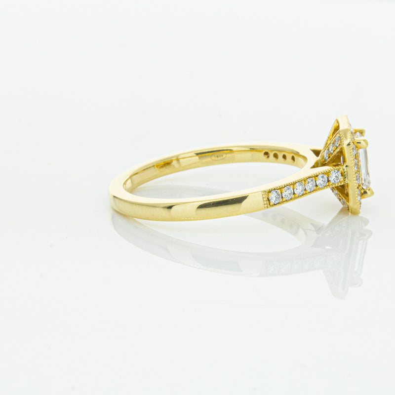 18ct Yellow Gold .50ct Emerald Cut Diamond Aria Ring-Ring-Walker & Hall