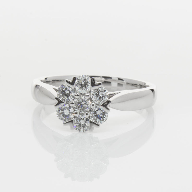 18ct White Gold .75ct Diamond Lotus Ring-Ring-Walker & Hall