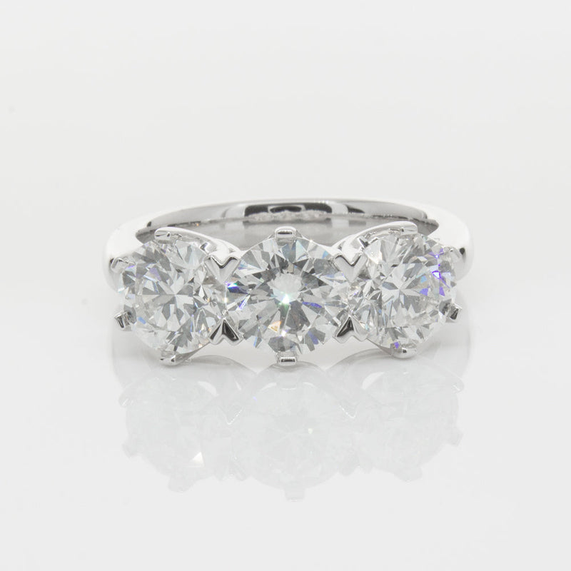 18ct White Gold 3.00ct Diamond Trilogy Ring-Ring-Walker & Hall
