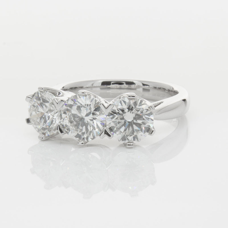 18ct White Gold 3.00ct Diamond Trilogy Ring-Ring-Walker & Hall