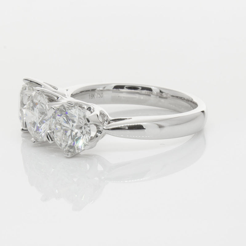 18ct White Gold 3.00ct Diamond Trilogy Ring-Ring-Walker & Hall