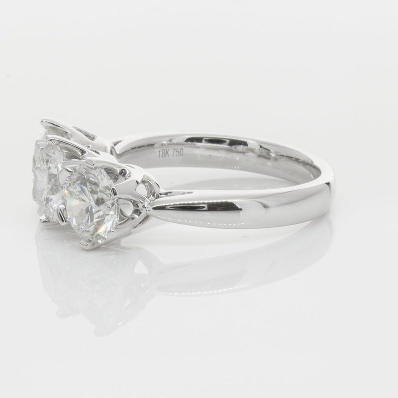 18ct White Gold 3.00ct Diamond Trilogy Ring-Ring-Walker & Hall