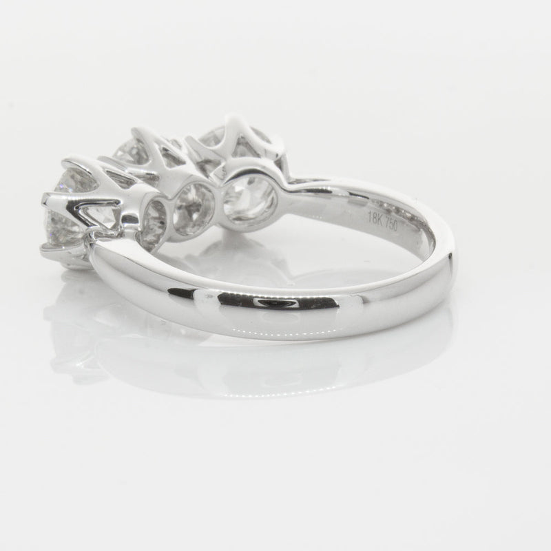 18ct White Gold 3.00ct Diamond Trilogy Ring-Ring-Walker & Hall