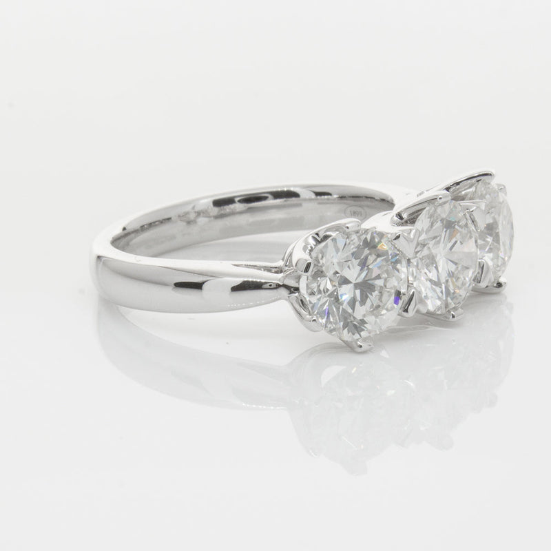 18ct White Gold 3.00ct Diamond Trilogy Ring-Ring-Walker & Hall