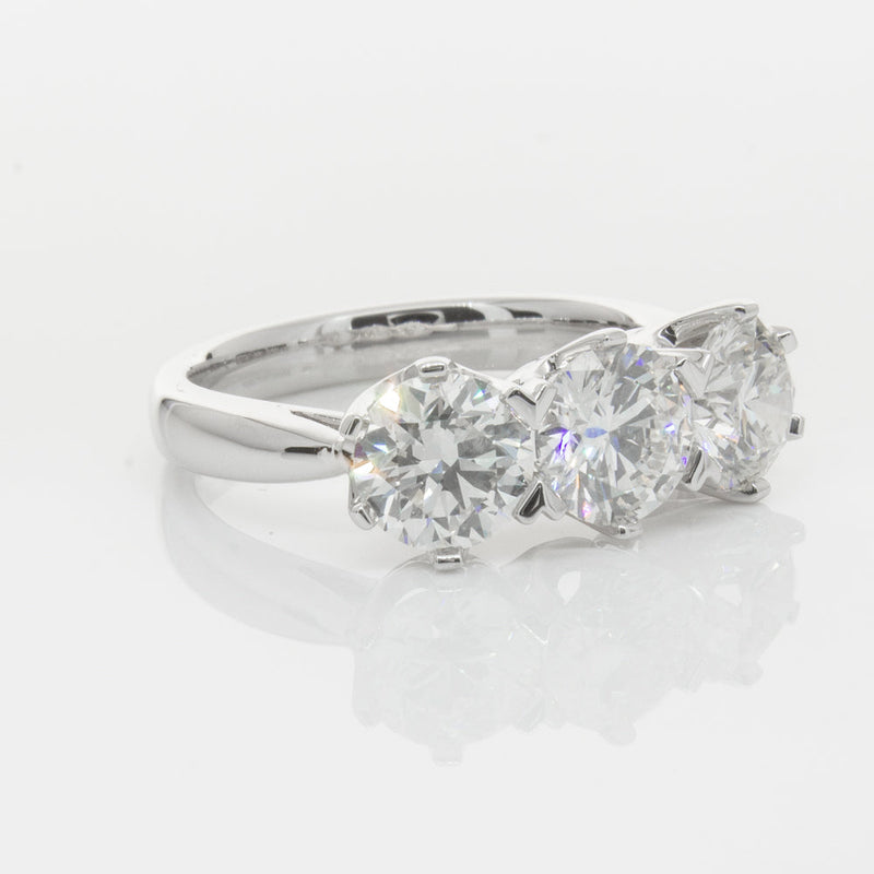 18ct White Gold 3.00ct Diamond Trilogy Ring-Ring-Walker & Hall