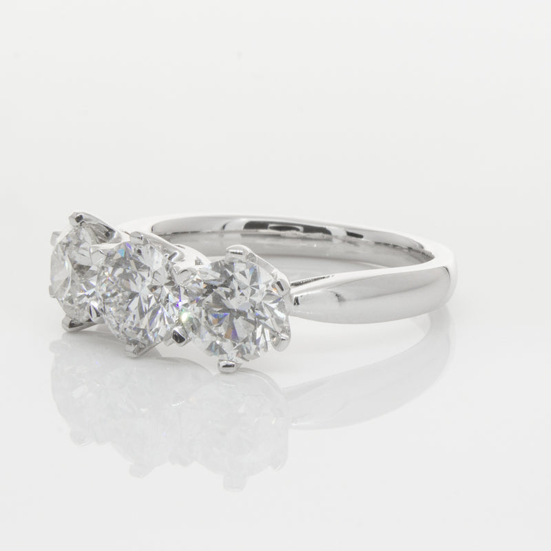 18ct White Gold 2.36ct Diamond Trilogy Ring-Ring-Walker & Hall