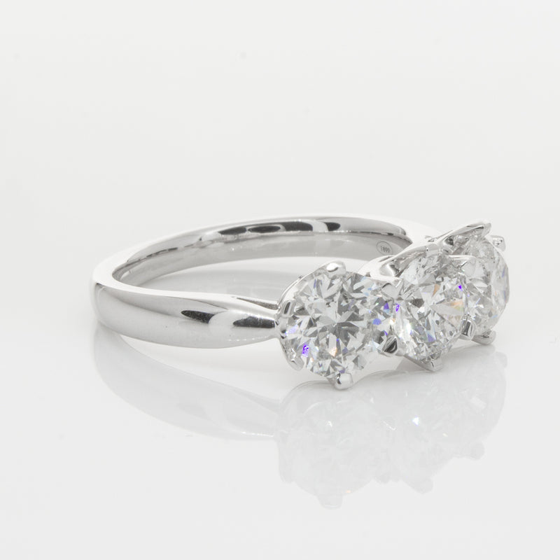 18ct White Gold 2.36ct Diamond Trilogy Ring-Ring-Walker & Hall