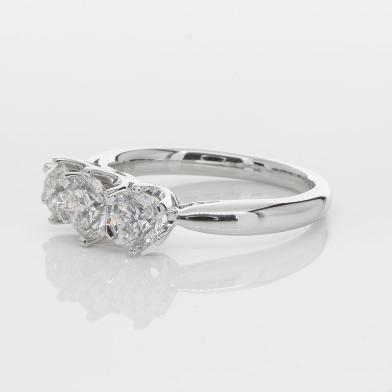 18ct White Gold 1.30ct Diamond Trilogy Ring-Ring-Walker & Hall