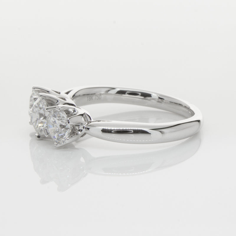 18ct White Gold 1.30ct Diamond Trilogy Ring-Ring-Walker & Hall