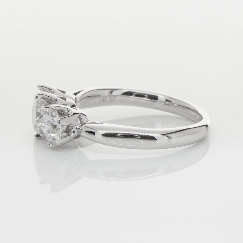 18ct White Gold 1.30ct Diamond Trilogy Ring-Ring-Walker & Hall