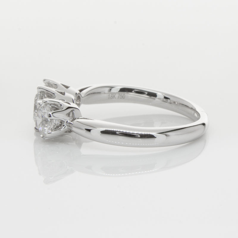 18ct White Gold 1.30ct Diamond Trilogy Ring-Ring-Walker & Hall