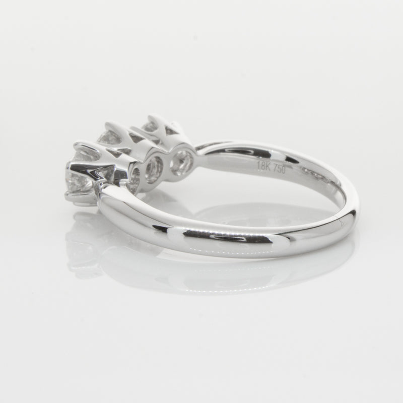 18ct White Gold 1.30ct Diamond Trilogy Ring-Ring-Walker & Hall