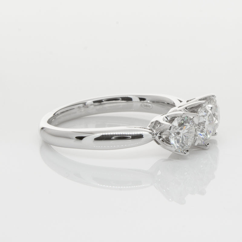 18ct White Gold 1.30ct Diamond Trilogy Ring-Ring-Walker & Hall