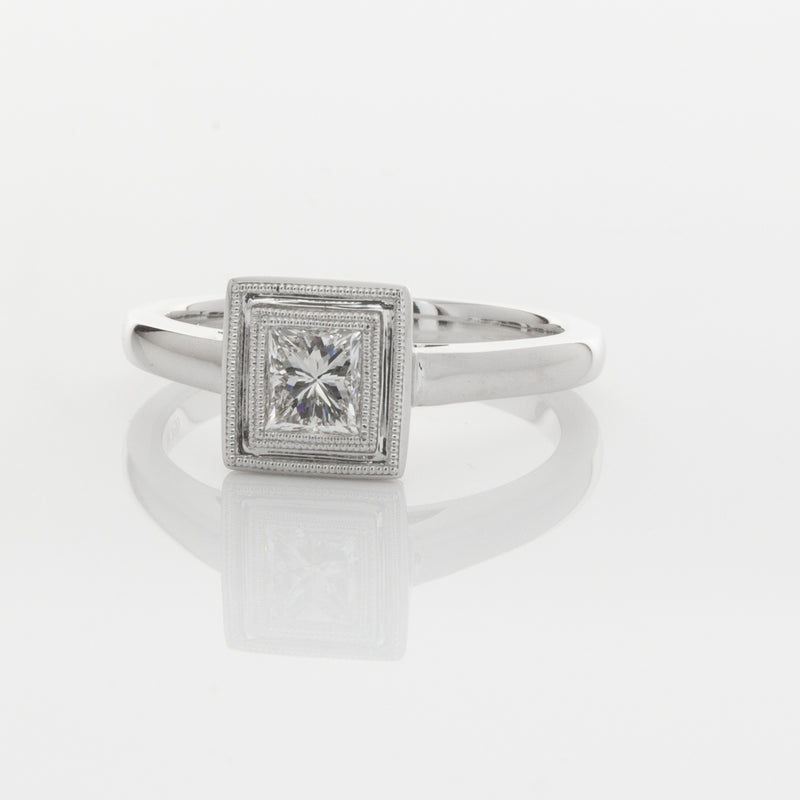 18ct White Gold .52ct Princess Cut Diamond Windsor Ring-Ring-Walker & Hall