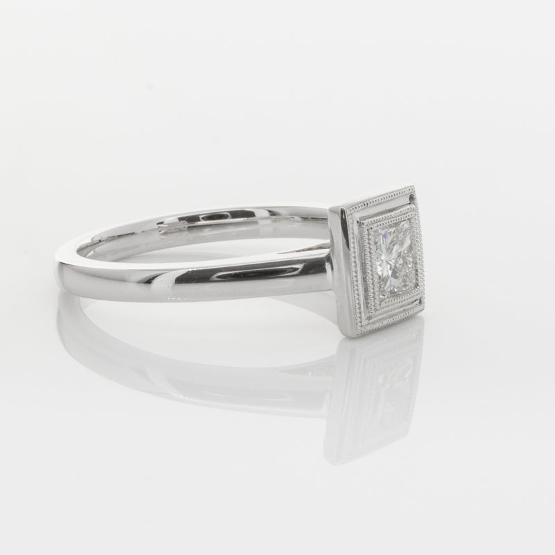 18ct White Gold .52ct Princess Cut Diamond Windsor Ring-Ring-Walker & Hall