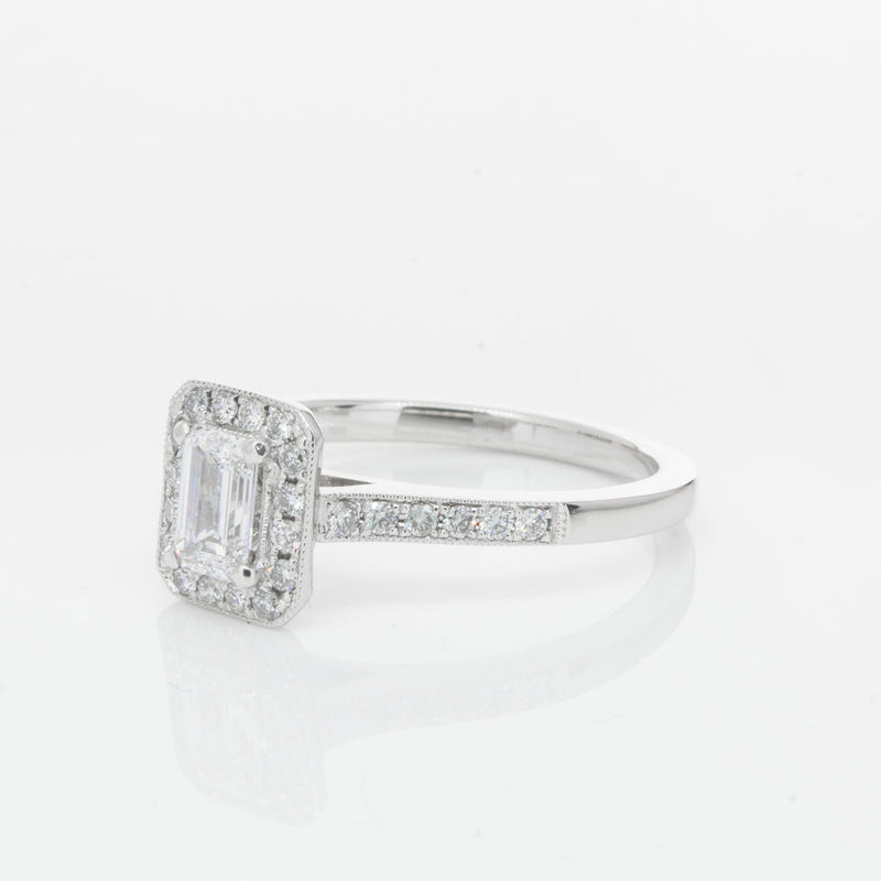 18ct White Gold .40ct Emerald Cut Diamond Aria Ring-Ring-Walker & Hall