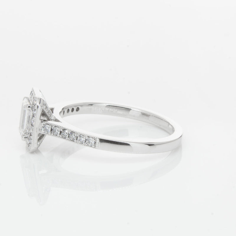 18ct White Gold .40ct Emerald Cut Diamond Aria Ring-Ring-Walker & Hall