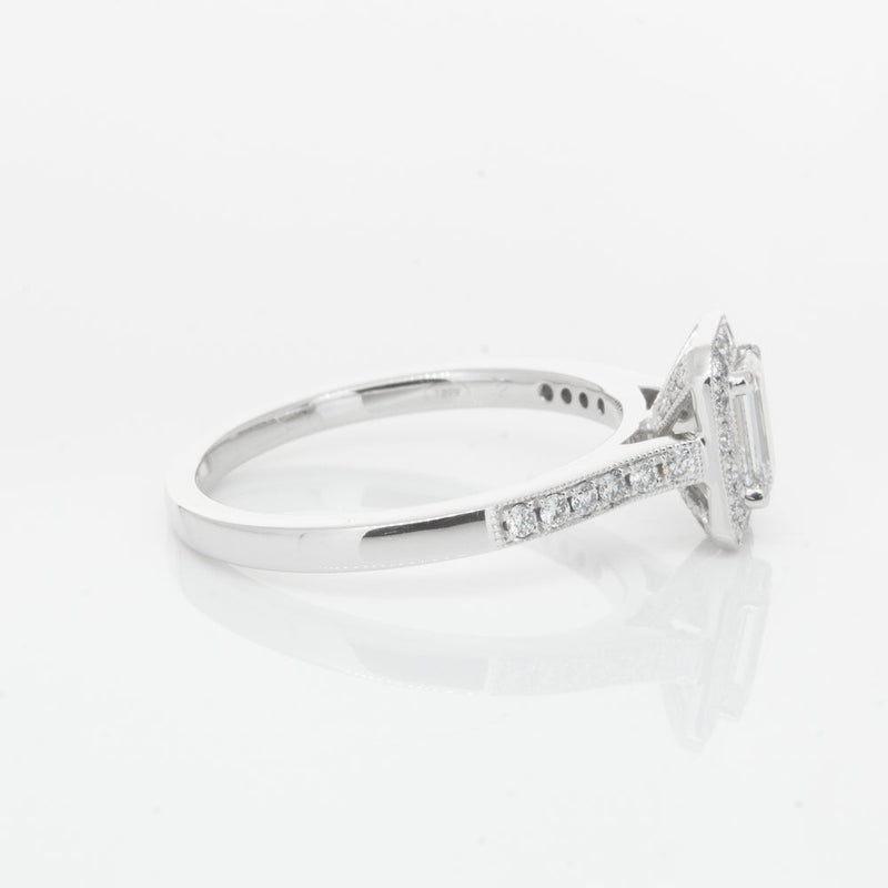 18ct White Gold .40ct Emerald Cut Diamond Aria Ring-Ring-Walker & Hall