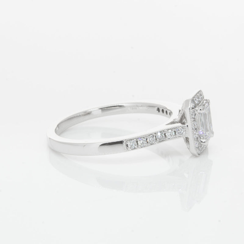 18ct White Gold .40ct Emerald Cut Diamond Aria Ring-Ring-Walker & Hall