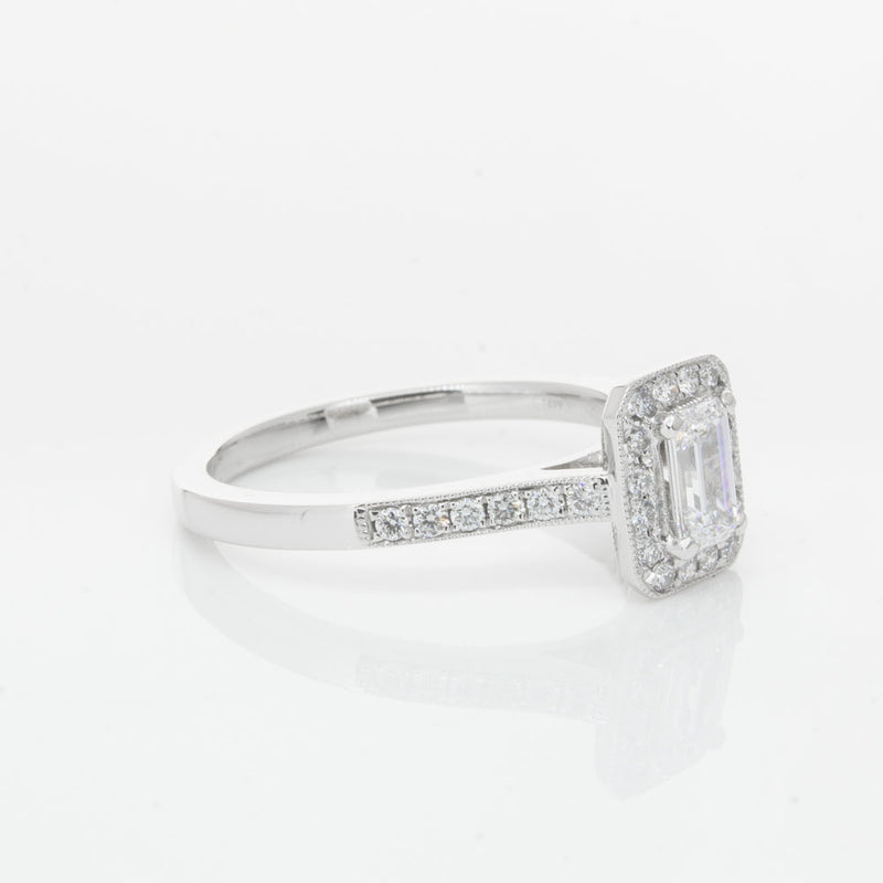 18ct White Gold .40ct Emerald Cut Diamond Aria Ring-Ring-Walker & Hall