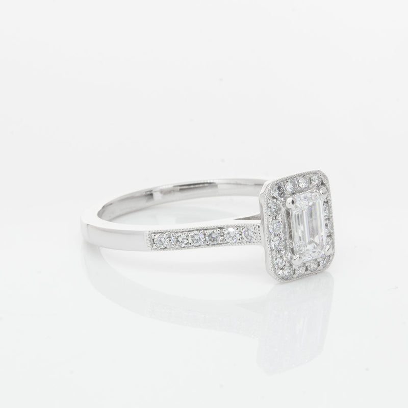 18ct White Gold .40ct Emerald Cut Diamond Aria Ring-Ring-Walker & Hall